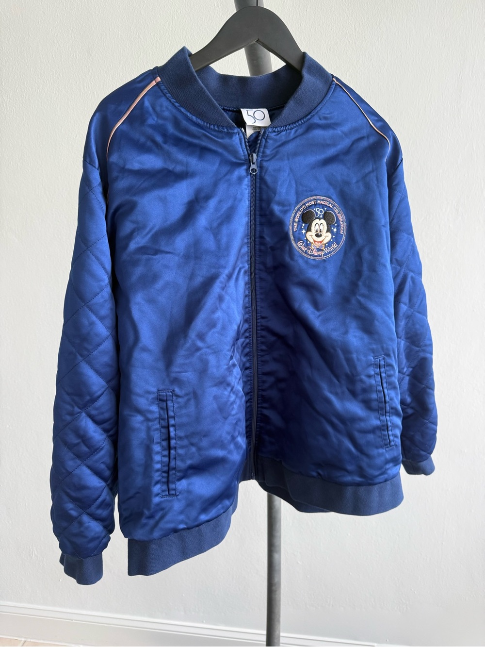 Walt Disney World 50th Anniversary Mickey Bomber Jacket 3X Blue Embroidered
